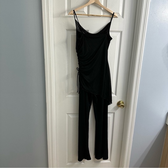 Y2K Jumpsuit Black Wide Leg Cocktail Party Formal Sexy Romantic Size Small - Picture 4 of 7